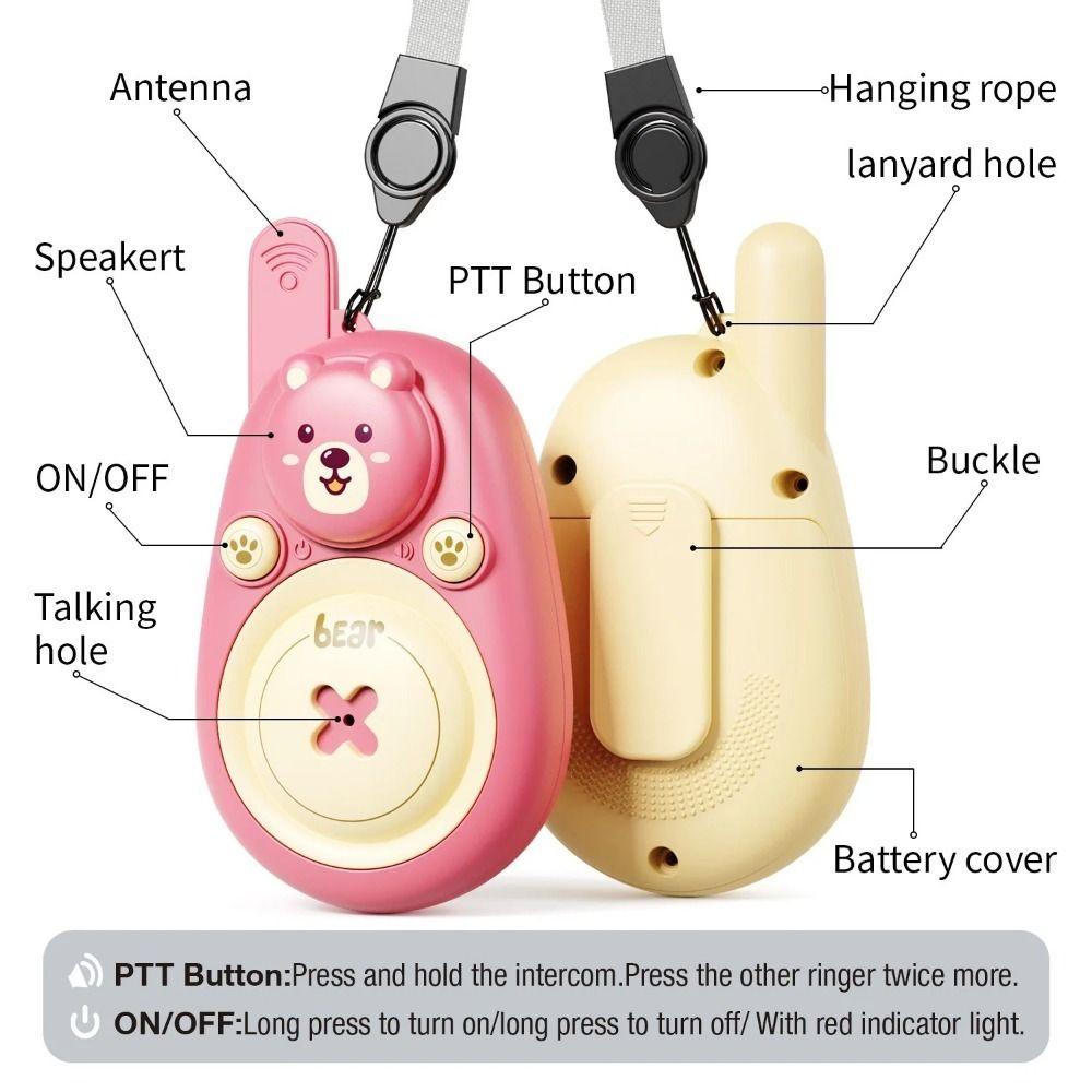 1 Pair Long Range Kids Walkie Talkies Lovely Bear Interactive Radio Transmitter Christmas Gift