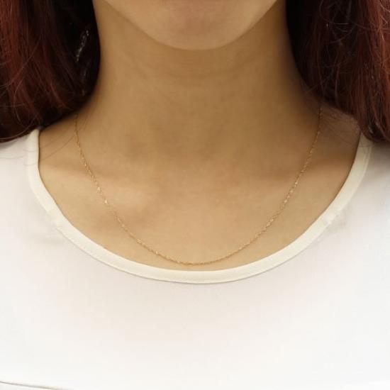 18K Gold Necklace with Screw Chain, 45cm, 0.8g