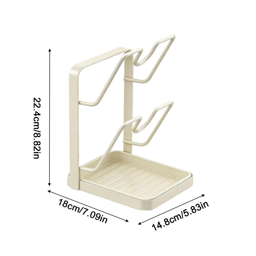 Kitchen Pot Lid Storage Rack Double / Single Layer Pot Lid Holder Anti-Slip Kitchen Ladle Spatula Stand Lid Draining Bracket