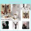 Bloody Hands Halloween Shower Curtain With Hooks For Spooky Decoration