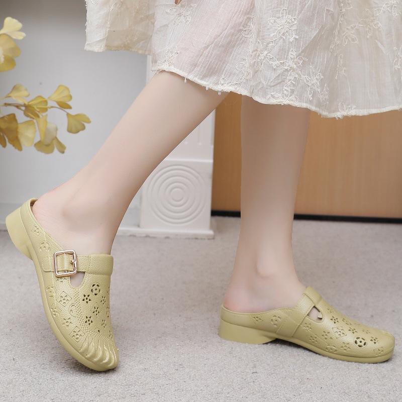 Women's Summer Breathable Sweet Sandals Thick Soft Sole Fashion Beach Slides Anti-Slip Open-Toe Outdoor Shoes