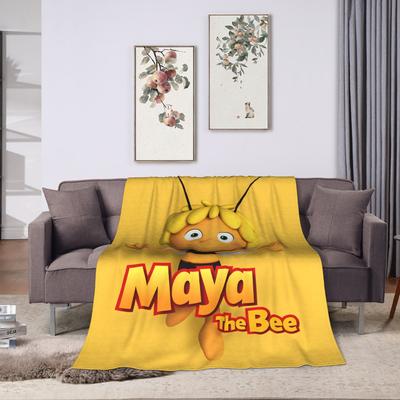 Coperta Maya l'Ape con Fiori Cartone Animato Morbida Stampata Plaid in Peluche per Esterno Viaggio in Aereo Copriletto in Flanella Coperta da Letto