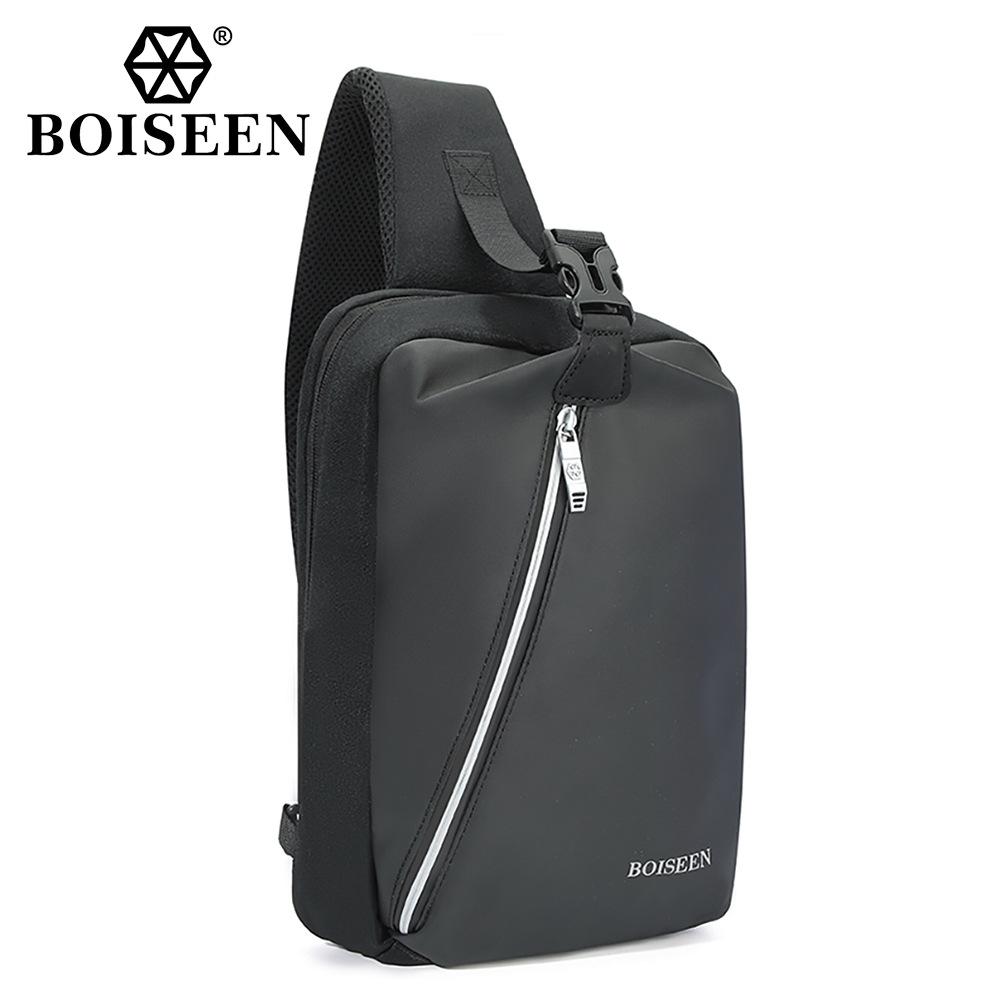 New Men's Breast Bag Boiseen Business Large Capacity Shoulder Bag Zipper USB Casual Satchel Men's Popular