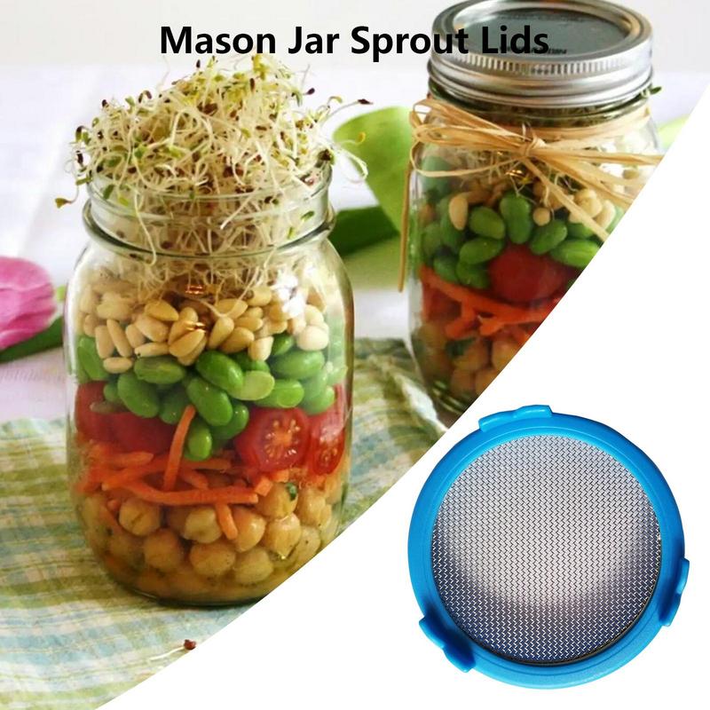 Sprouting Lid With Stainless Steel Screen Mesh Cover Wide Mouth MasonJar For Mouth MasonSprout Jars Germination Strainer