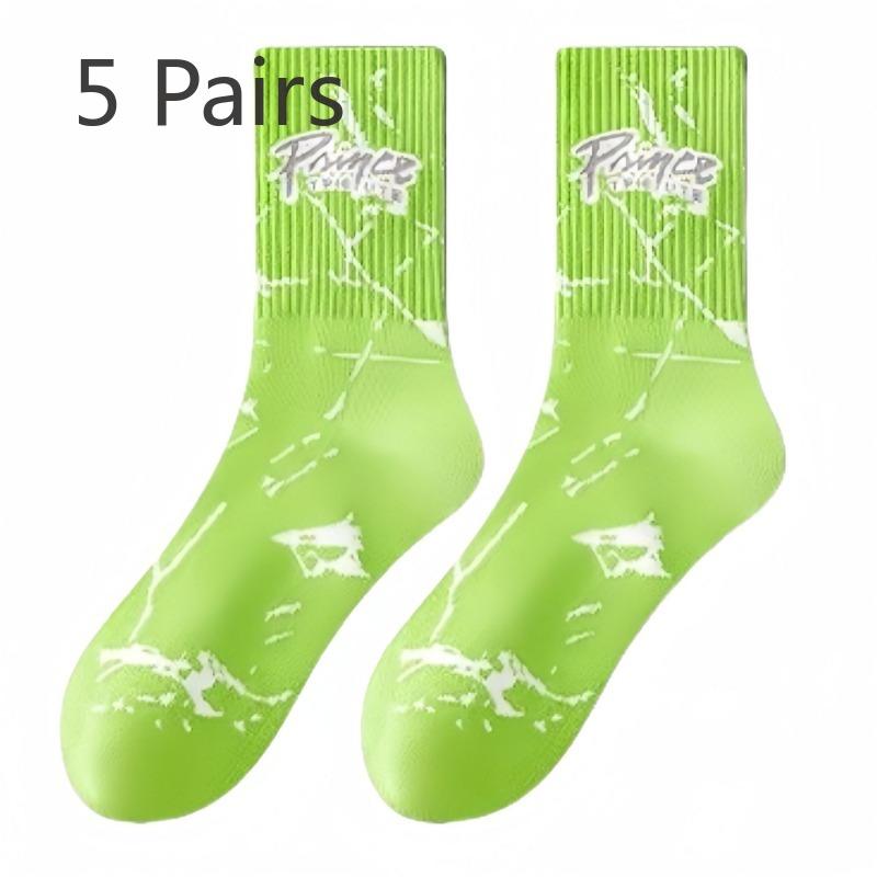 5 Pairs of Men's Spring and Autumn Pure Cotton Tube Deodorizing New Youth Sports Basketball Socks