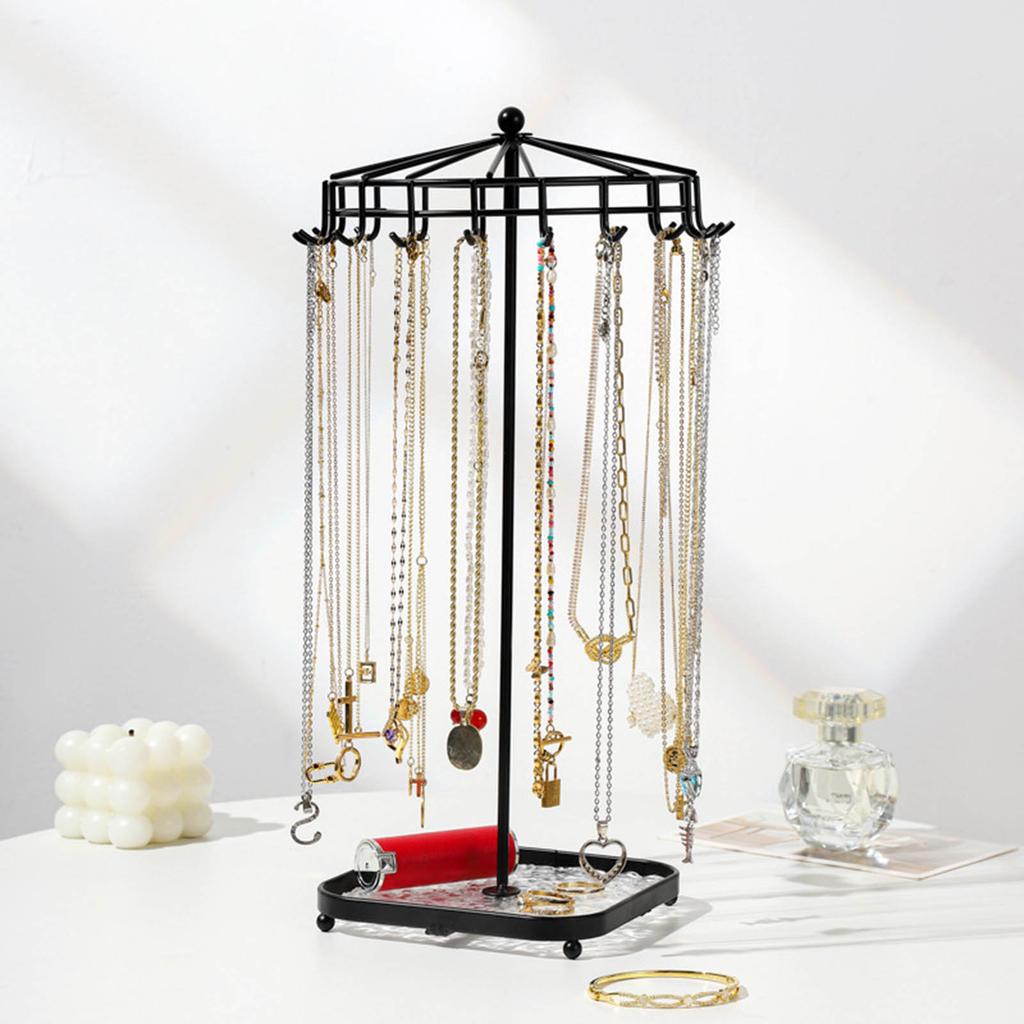 Porte-colliers en alliage Support pratique pour colliers Porte-bijoux élégant Organisateurs de colliers rotatifs pour le rangement de bijoux