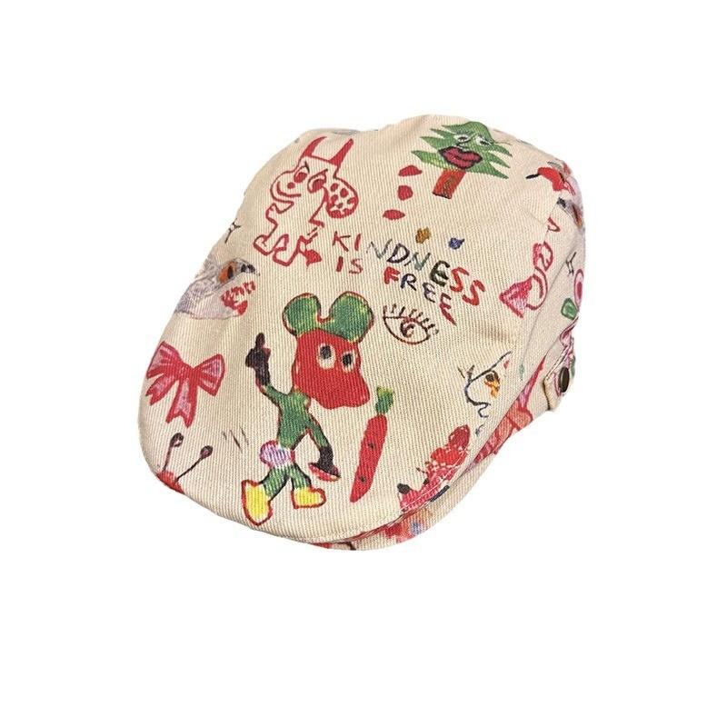 Beret Doodle Stylish With Sun Protection And Airy Fabric For Spring Summer Wear