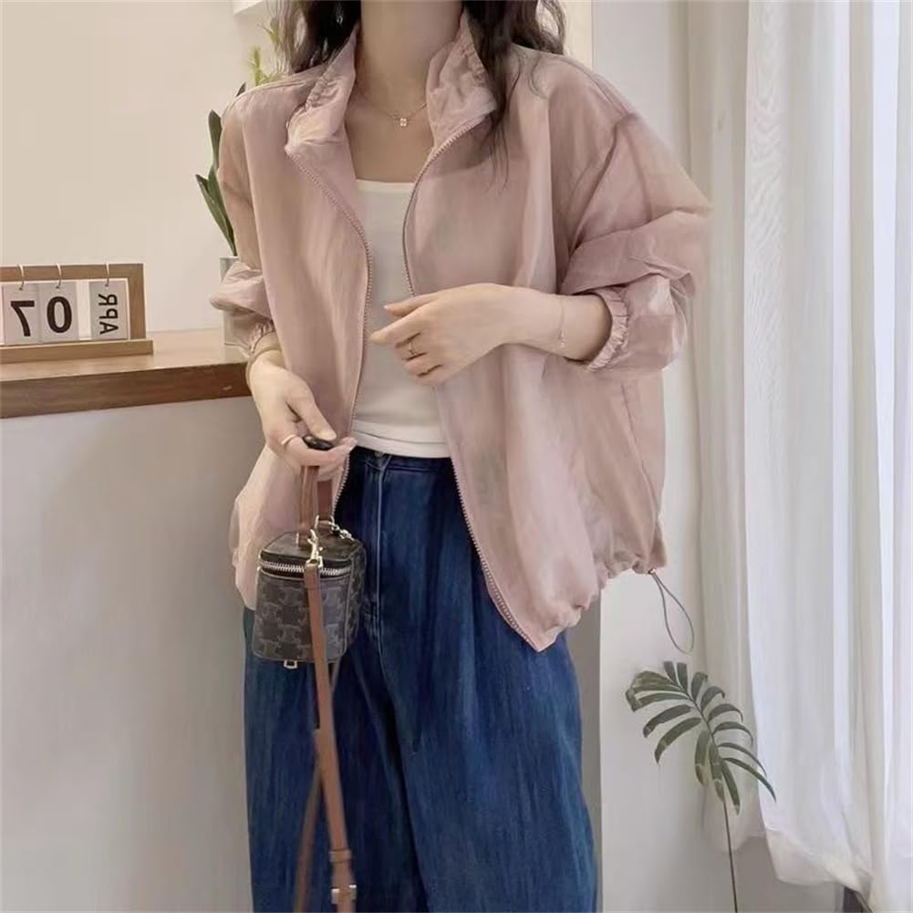 WURHUDC Sheer Lightweight UV Rash Sun Long Everyday Commuting Light Hoodie, Outerwear, Protection, See-Through Jacket, Thin, Spring, Summer, Autumn,