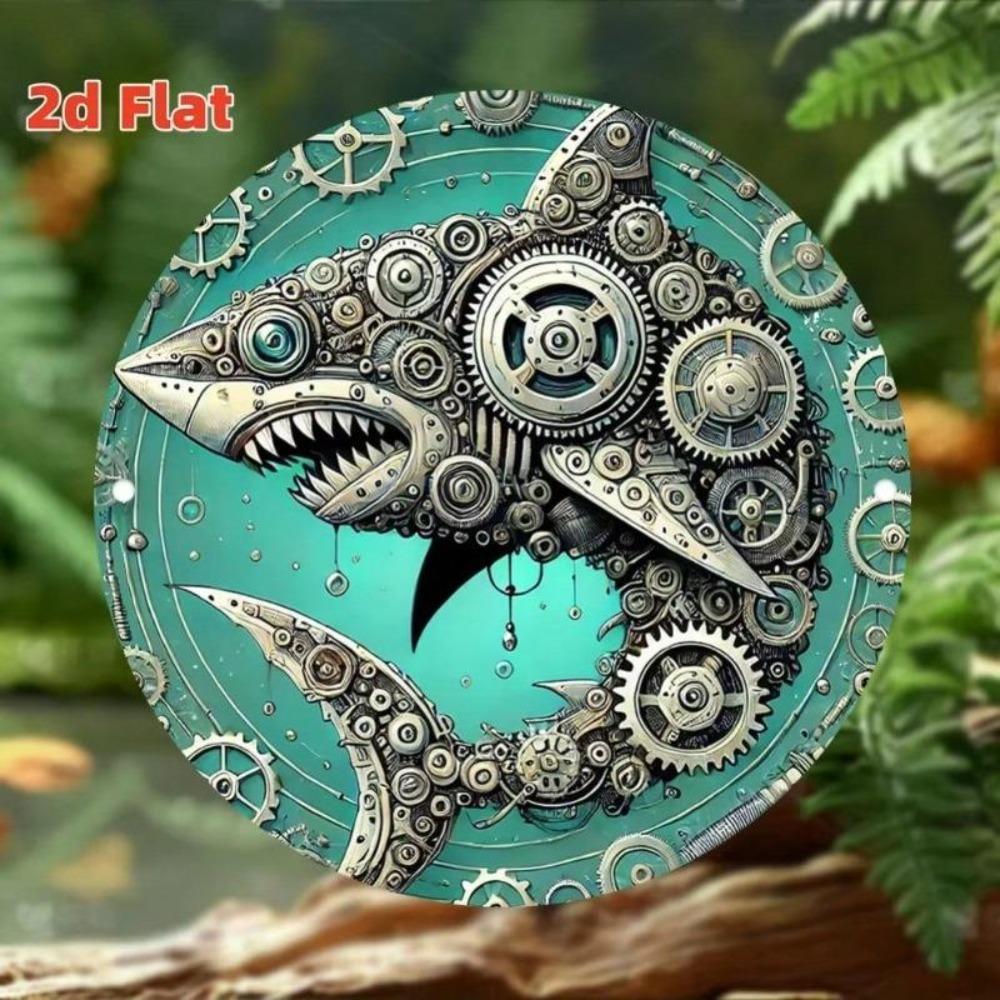 Metal Wall Art Round 2D Flat Wall Decor for Home Office Cafe