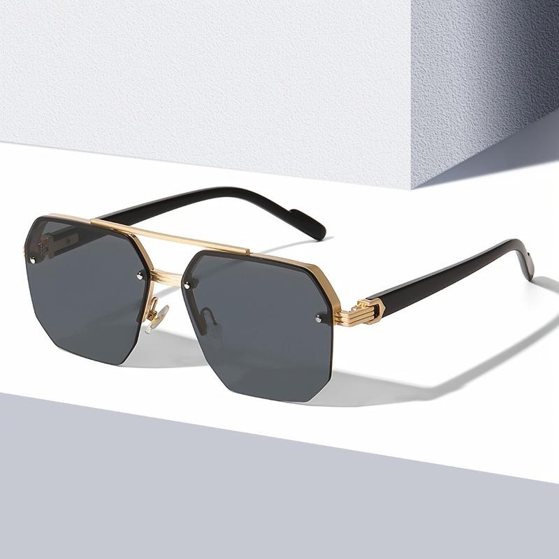 

1 Pair Of Men S Oversized Metal Half Frame Glasses For Daily Use Special Occasions Teacher S Day And Graduation Gifts