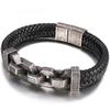 Friendship Man Bracelets Stainless Steel Braided Genuine Leather Wristband Cuff Bracelet Men Jewellery Gifts for Boyfriend Him