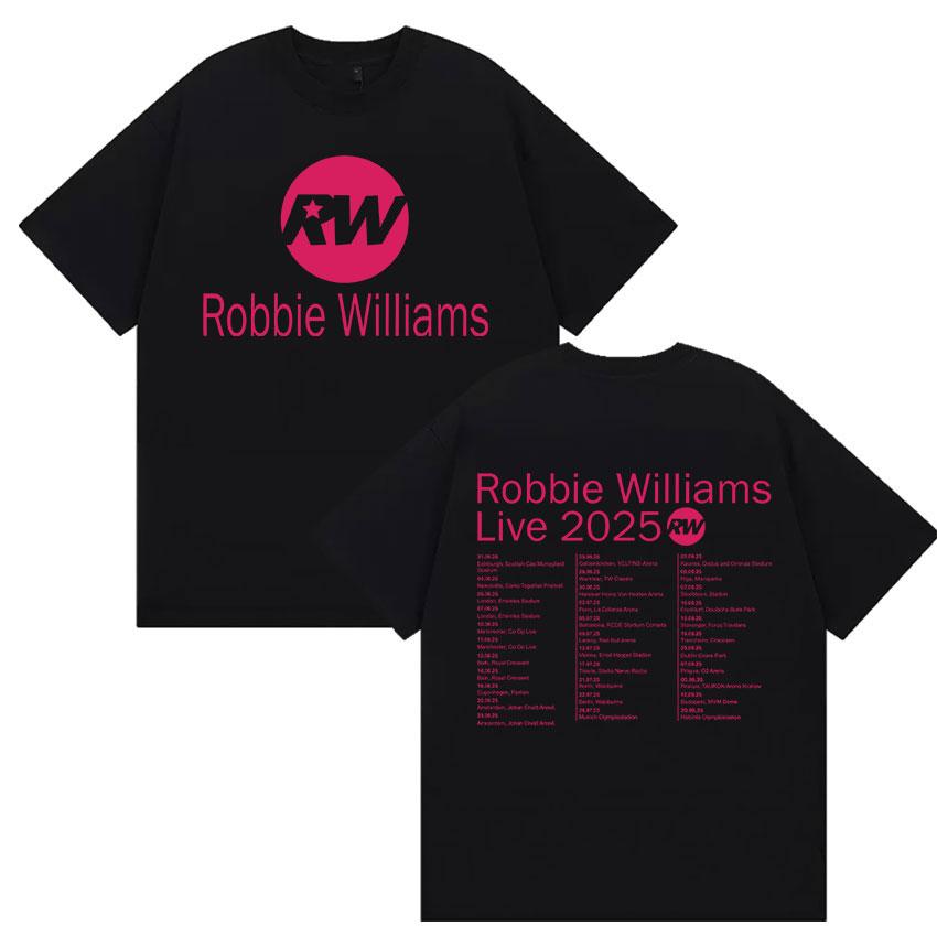 Robbie Williams Live Pw Tour 2025 T-Shirt Men Women's Casual Cozy Cotton Short Sleeve T Shirt Harajuku Fashion Vintage T-shirts
