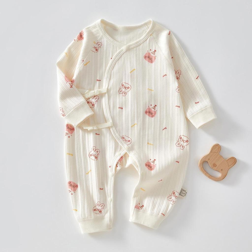 Neugeborenen Strampler aus reiner Baumwolle mit Schmetterlingsmotiv - Vier Jahreszeiten, Knochenloser Jumpsuit für Frühling & Herbst
