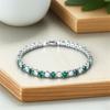 Schattige Groene Kristal 4mm Ronde Steen Witte Zirkonia 17/19cm Armbanden voor Vrouwen Vintage Zilverkleurige Kettingen Armband Bruiloft Sieraden