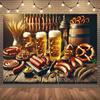 2D Traditional Bavarian Food Party Backdrop with Beer Mugs Photo Banner