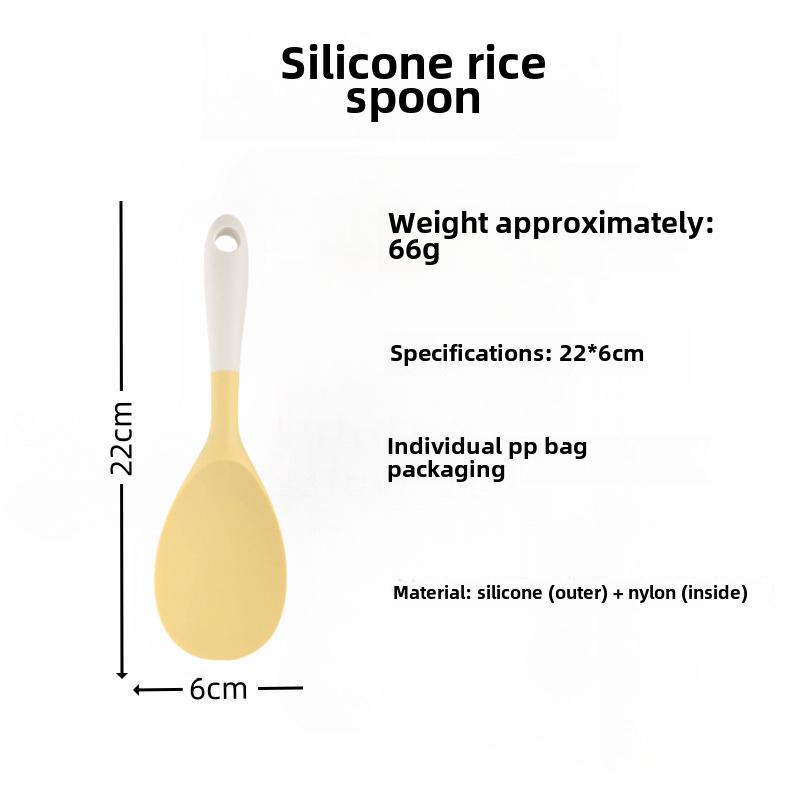 Cuillère à riz et spatule en silicone antiadhésif - Doux pour les casseroles, idéal pour remuer le riz - Ustensile de cuisine