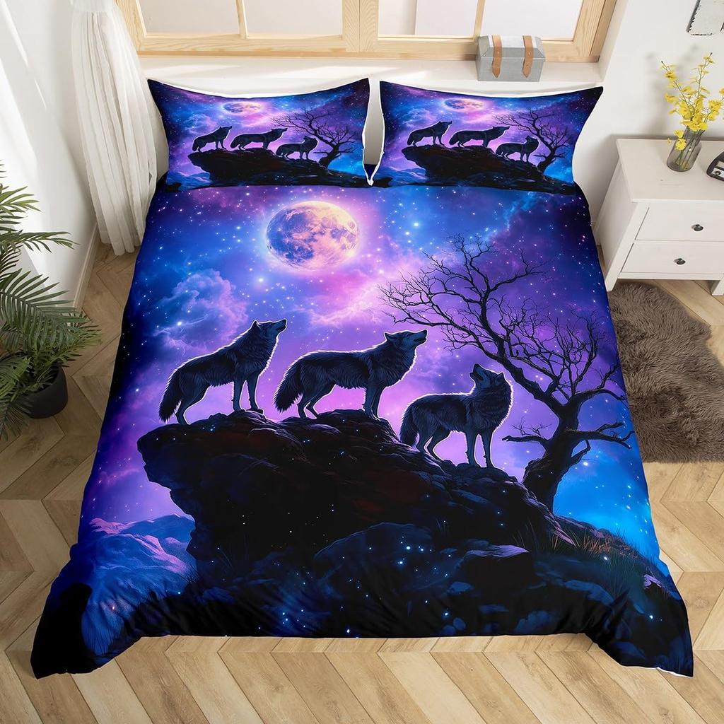 Aurora Duvet Cover Queen Size Polar Bear Arctic Animal Quilt Cover Fantasy Galaxy Sky Bedding Kids Bedroom Decor 3 Piece Set