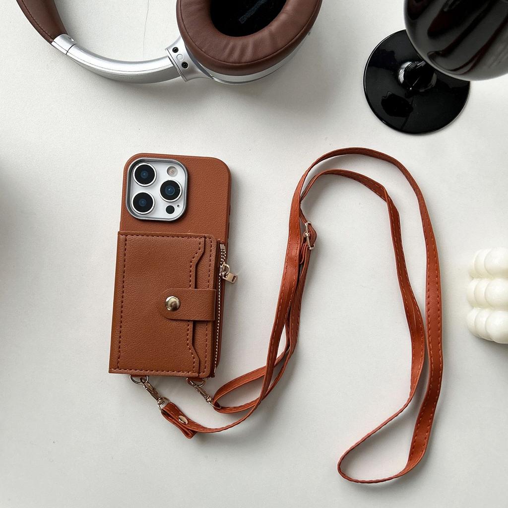 Silver frame card bag crossbody suitable for Apple 17promax mobile phone case 16pro anti-drop card 15/14 protective case 13