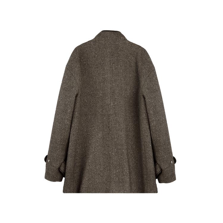 ELLE Cappotto in Lana da Lavoro Stile Vintage Francese con Zip e Collo Rialzato Casual Versatile Manica Lunga Cappotti Donna EF52687