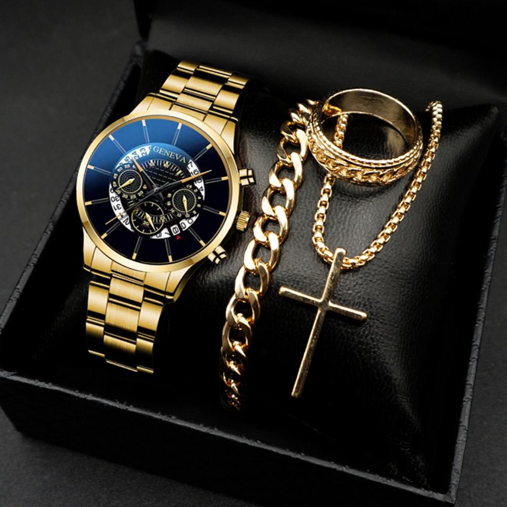 New Suit Fashion Business Calendar Watch Men'S Steel Belt Watch Watch Business Explosion Bracelet Men'S Watch