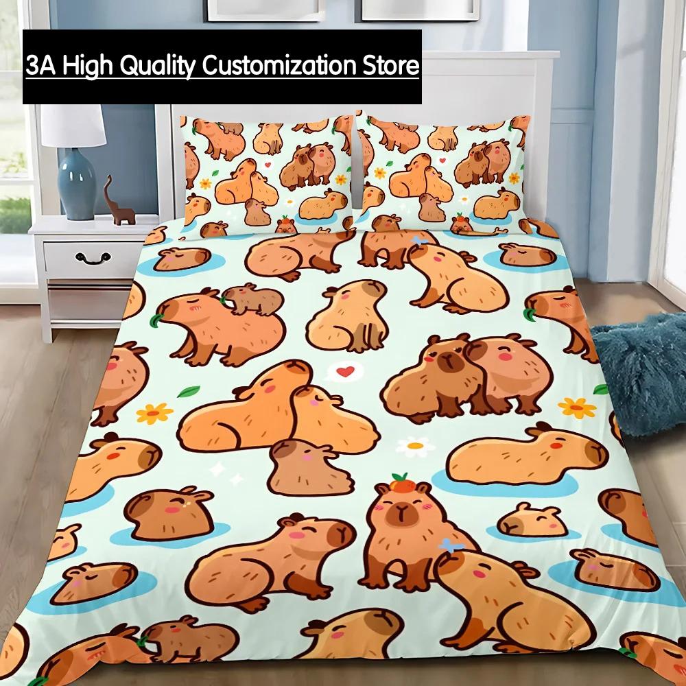 Comforter Cute Capybara Bedding Set Adult Boy Girl Bedroom Decoration Boys Gift Single Double Large Size