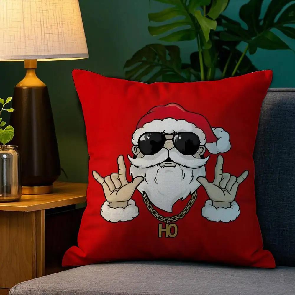 Rap Santa Claus Pillow Case Plush Fabric Soft Double Sided Print Sofa Cushion Cover Throw Pillow Covers