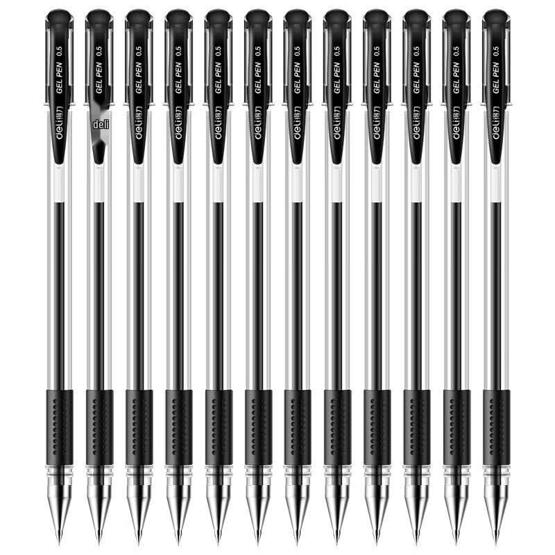 Deli 6600 0.5mm Bullet Tip Black Gel Pens, 120-Pack