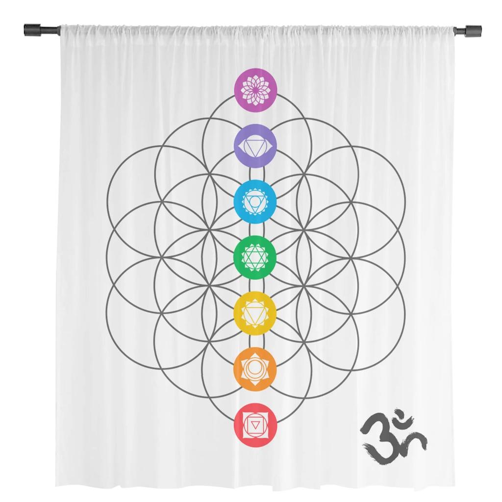 Circle Flower Geometry Lotus Sheer Curtains for Bedroom Living Room Voile Window Curtains Tulle Curtains for Kids Room