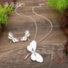 New enamel butterfly stud earrings pendant set, women's personalized high-end butterfly necklace