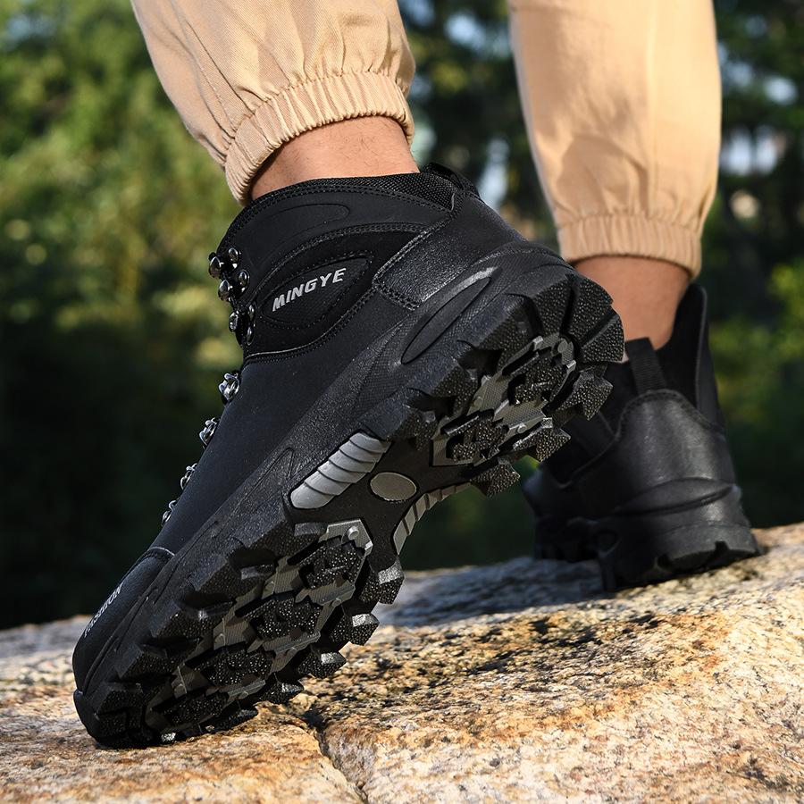 Men's Shoes Hiking High Top Leather Surface Outdoor Anti Slip Off-road Sports Large Size