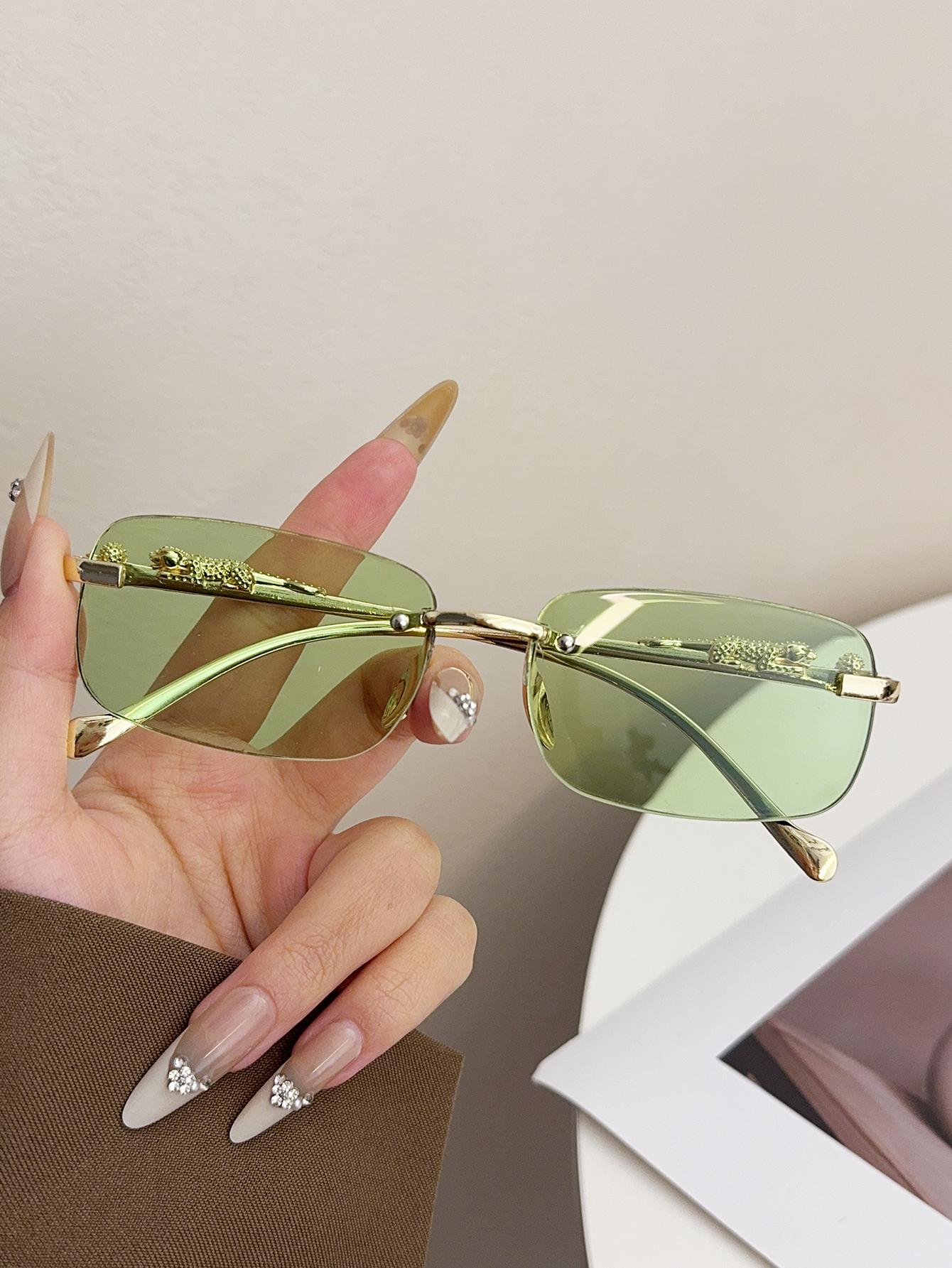 

1Pc Classic Fashion Frameless Rectangular Multi-Color Single-Origin Glasses Metal Hinge Fashion Accessories High-End Decorative