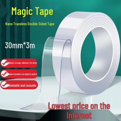 Washable Reusable Nano Tape: Double-Sided, Traceless, High Viscosity Adhesive