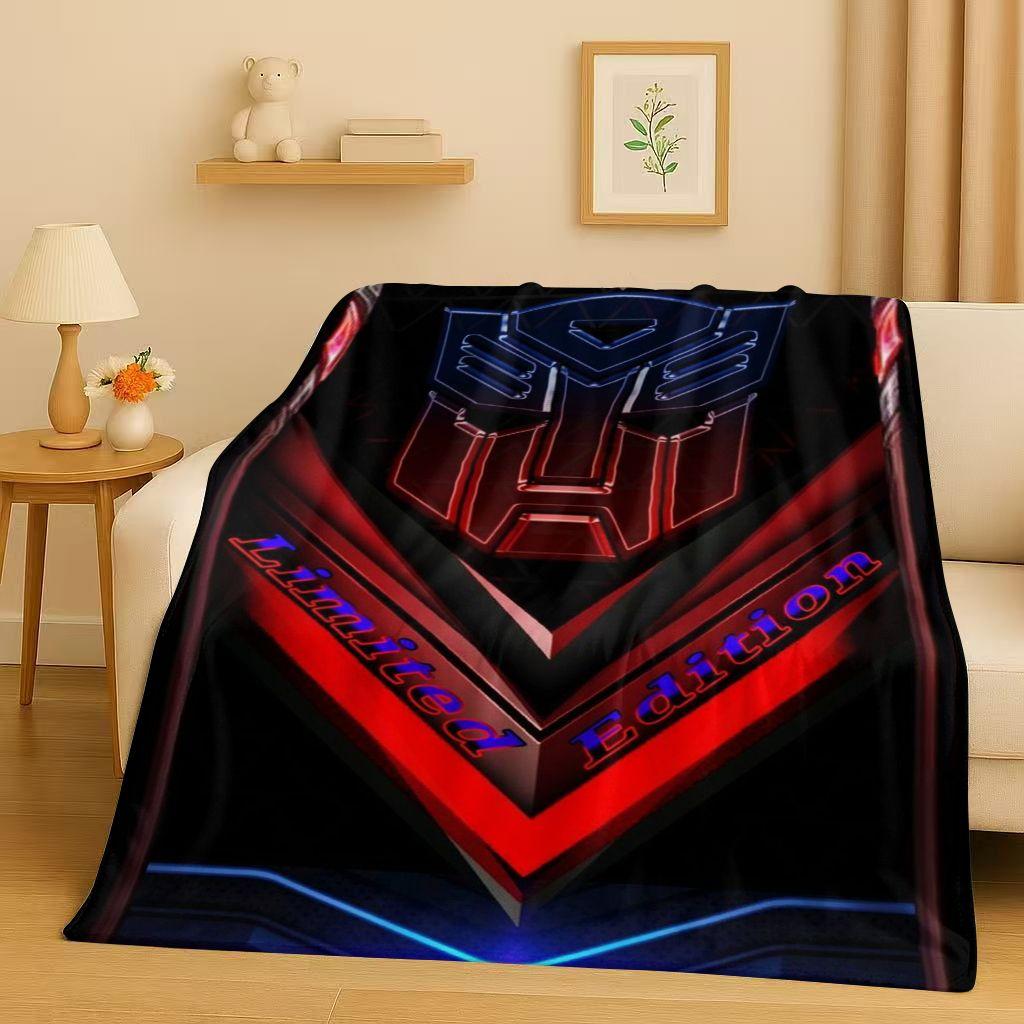 HD Cartoon T-Transformers Optimus Prime Bumblebee Flannel Blanket,Soft Warm Plush Throw for Home Bedroom Bed Sofa Cover Office