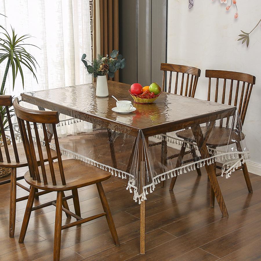 

ПВХ Мягкая Скатерть, ретро Кружево с бахромой, Водонепроницаемая, Маслостойкая, Бытовая, Легкая Роскошь, Высококлассная Накидка на Кофейный и Обеденный Стол 120X170cm