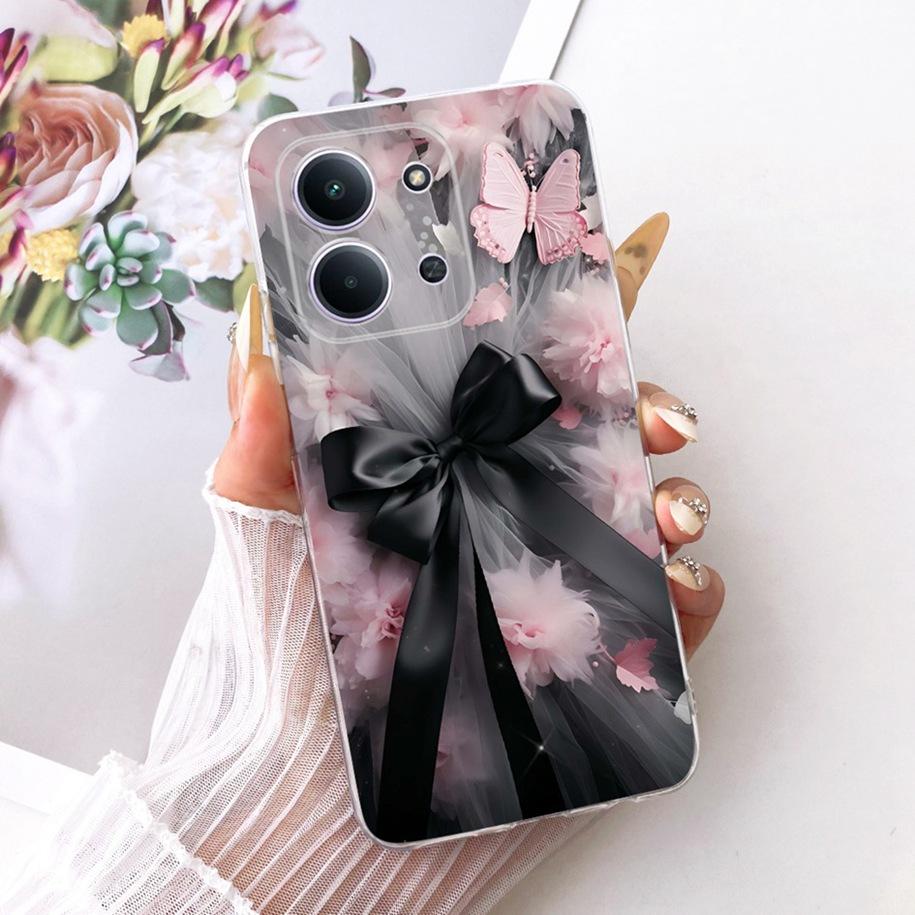 For Xiaomi Redmi 15C 5G 2025 Case Fashion Flower Bow Soft Silicone Clear Back Cover For Xiaomi Poco C85 5G Redmi15C 173MM Bumper