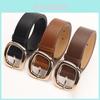 Womens Trapezoid Buckle Leather Belt With Alloy Pin Closure For Casual And Office Wear