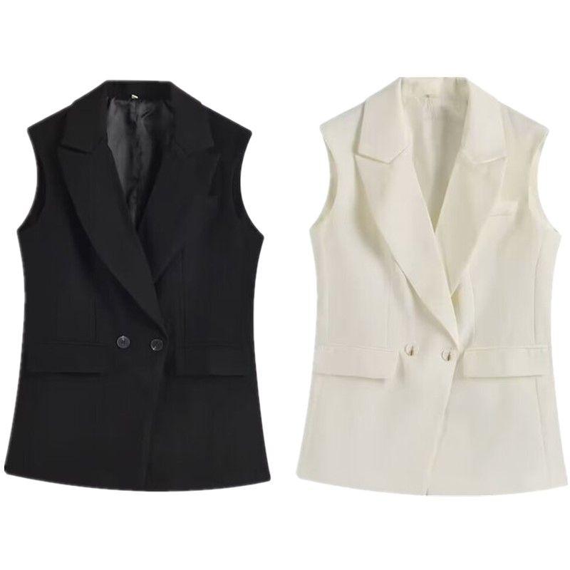 Fashion Style 2024 Summer New Arrival Women's Clothing Temperament Wild Slim Looking Sleeveless Suit Sleeveless Mid Length Long Length Vest