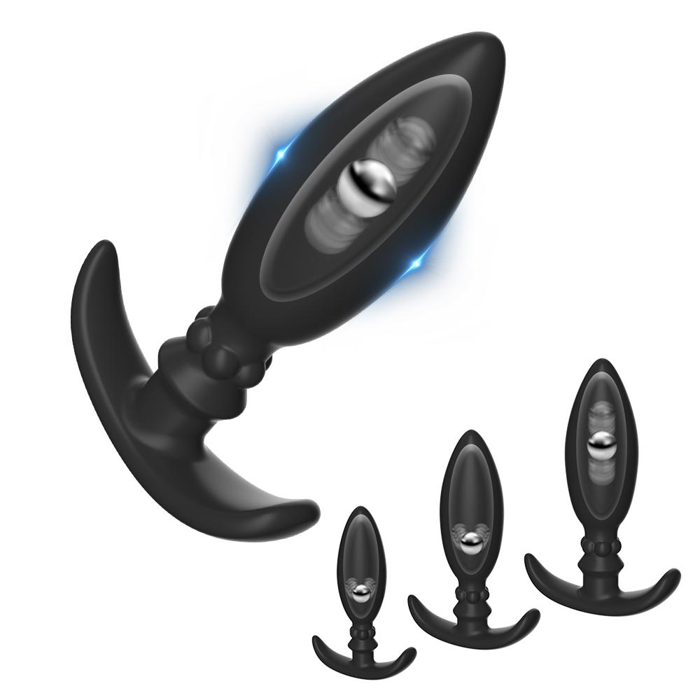 Silicone Anal Plug Metal Rolling Bead Butt Plug Anus Masturbator G-Spot Stimulation Prostate Massager Sex Toys for Men Women Gay