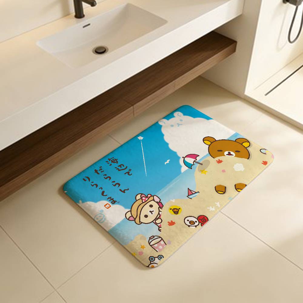 

R-Rilakkuma Cartoon Anime Floor Mat Cheaper Anti-slip Modern Living Room Balcony Printed Bedside Mats 40x60cm