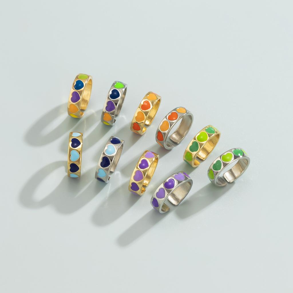 Accessori, Anello Semplice a Stella Aperto, Anello a Cuore di Pesca Gocciolante Macaron Dolce e Fresco per Donna
