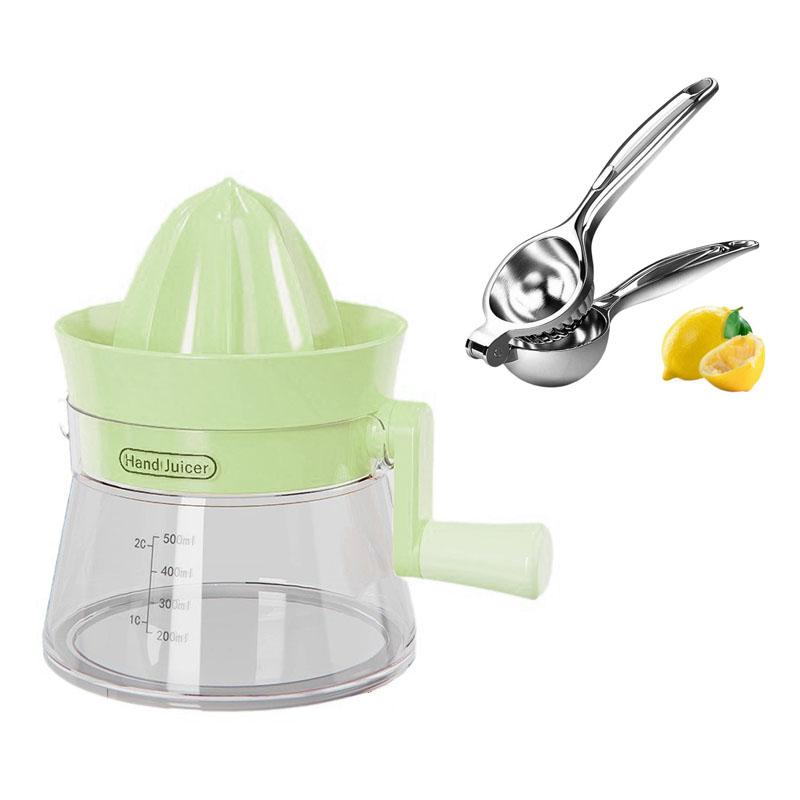 Easy Juicer Hand Cranked Fruit Squeezer Built-in Measuring Cup and Filter for Orange Lemon and Grapefruit Practical Kitchen Tool