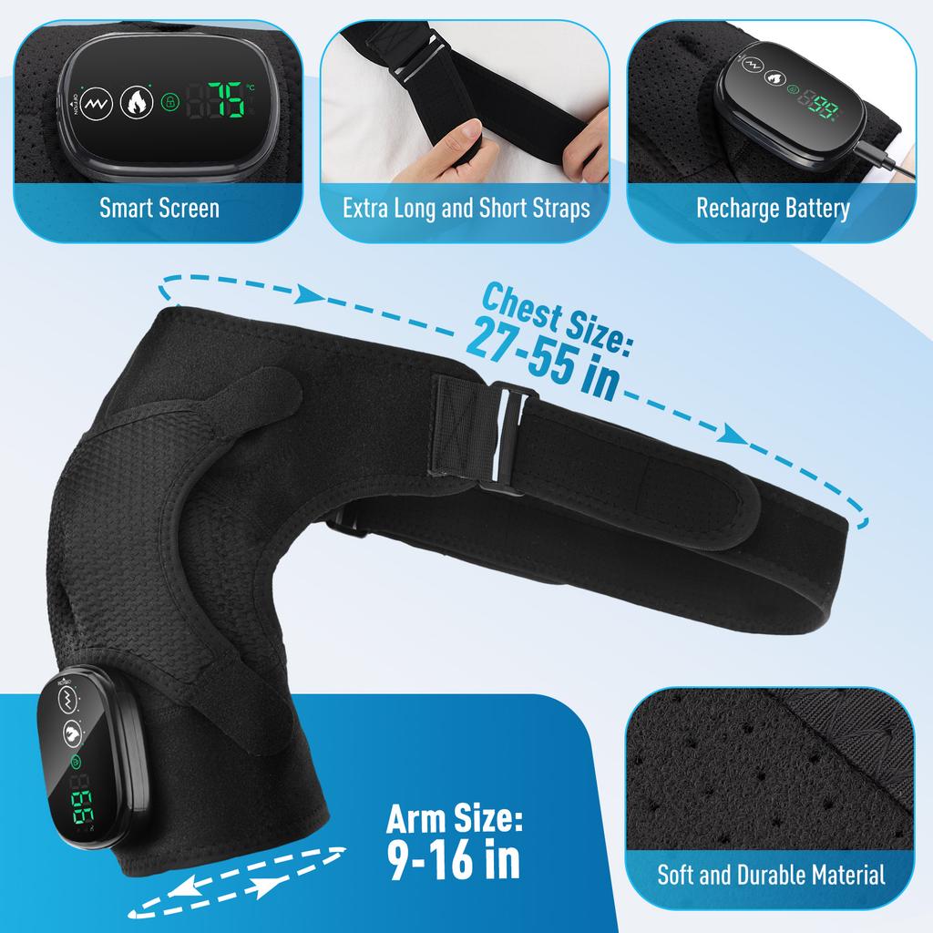 Heated Vibrating Massage Pad Shoulder 5000mAh Transportable Knee MassagingTool Shoulder Protector for Relaxation