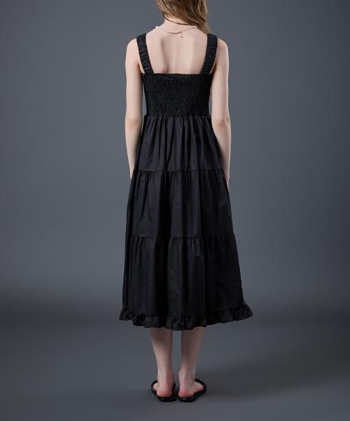 Sitipabjeu [Cp] Rustling Ribbon Layered Summer Sleeveless Dress [Black] Kcl.