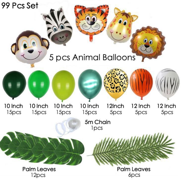 Green Jungle Series Balloon Birthday Party Arch Balloon Set Decoration Balloon Chain