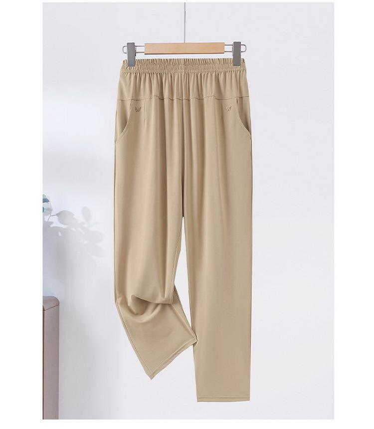 Letní elastické ležérní kalhoty s vysokým pasem pro ženy středního věku