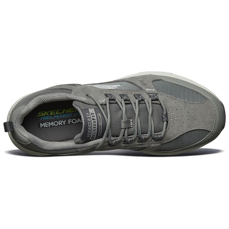 Skechers Oak Canyon Fabric Lace-Up Durable Lightweight Low-Top Casual Shoes Men sneaker Gray White 51893-GYW