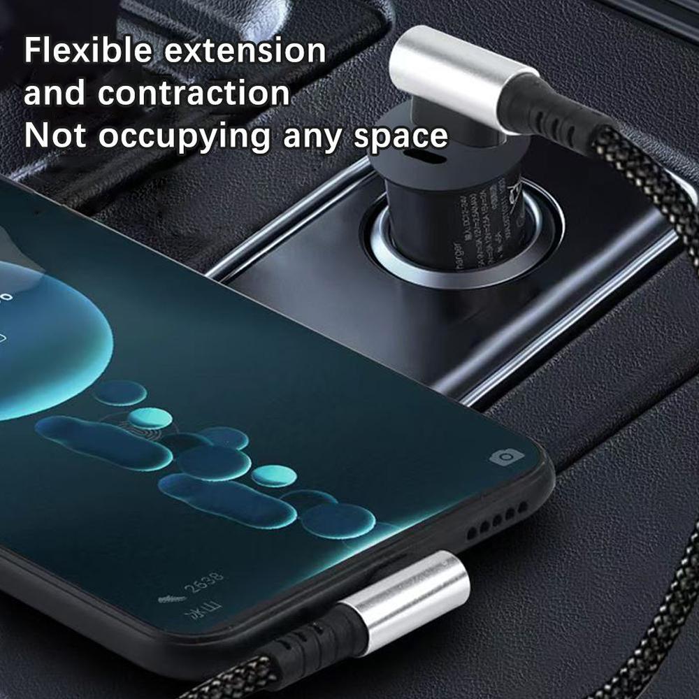 6A Fast Charging Double 90 Degree Elbow USB A To Type C Short Braided Data Cable Quick Charging Cord For iPhone Xiaomi Samsung