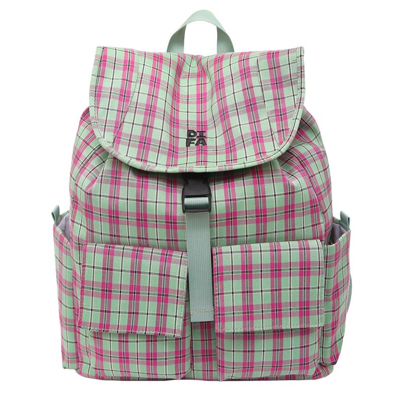 Vintage Plaid Men's Backpack Student Backpack Color Block Women's Schoolbag