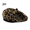 Sophisticated Daily Accessory Women Sequined Beret Hat, Sparkly Retro Artist Cap, Stylish Outdoor Fashion Headgear Adjustable Painter Cap for