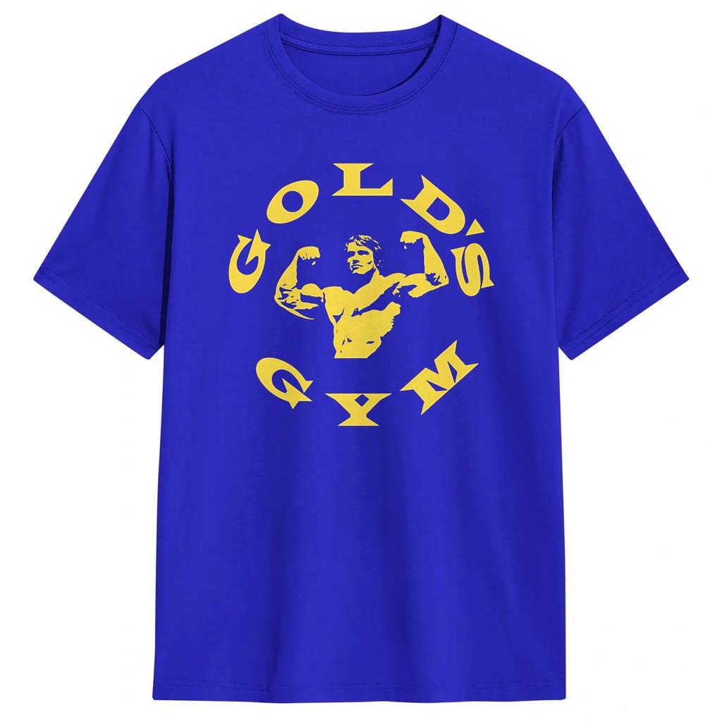 Men T-Shirts Arnold Schwarzenegger Golds Gym Casual 100% Cotton Tees Short Sleeve  T Shirt Crew Neck Tops 6XL